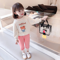 Girl Suit Nets Red 2021 New Fall Children Foreign Air Children Clothes Womens Babies Autumn Clothing Trendy Two Sets