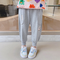 Girls sports pants 2021 new foreign air outside wearing children thin loose casual long pants female baby autumn fit pants