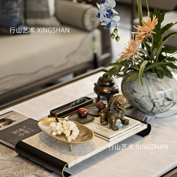 Chinese-Style Light Luxury Office, Clubhouse, Living Room Tabletop Decorations, White Grape Ornament, Irregular Fruit Plate