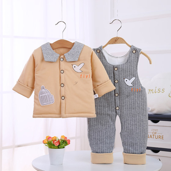 Baby thin cotton coat suit with cotton thin cotton overalls for autumn and winter pure cotton newborn male and female baby clothes