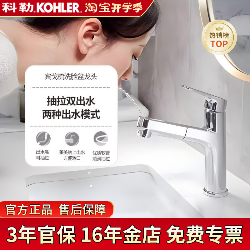 Kohler Pull-Out Faucet Bingo Basin Faucet Bathroom Sink Hot and Cold Water Faucet 33070t
