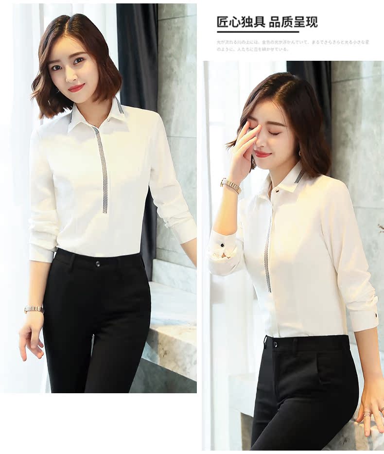 Xuân 2018 áo sơ mi trắng mới nữ dài tay áo sơ mi thu đông sơ mi công cụ chuyên nghiệp áo khoác voan mỏng