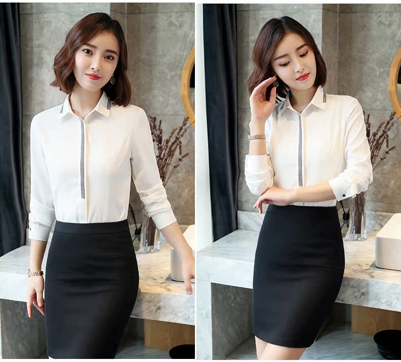 Xuân 2018 áo sơ mi trắng mới nữ dài tay áo sơ mi thu đông sơ mi công cụ chuyên nghiệp áo khoác voan mỏng