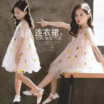 UK NEXT KISS Girls Dress 2019 Summer New Childrens Clothing Korean Edition Medium and Big Boy Net Yarn Princess Dress