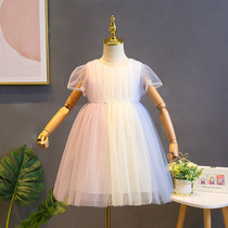 UK Next Kiss 2022 Summer new Korean version Child fluffy dress little girl foreign air gradient one-piece dress
