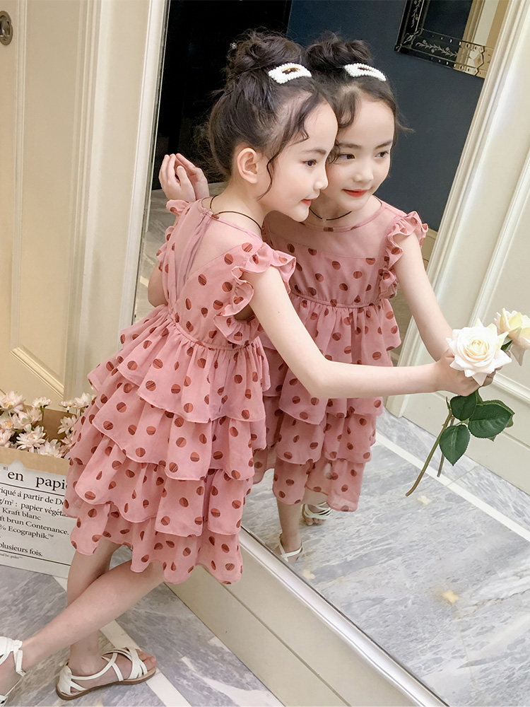 UK Next Kiss netred girl's dress for summer clothing 2022 new foreign Korean version of children princess dresses
