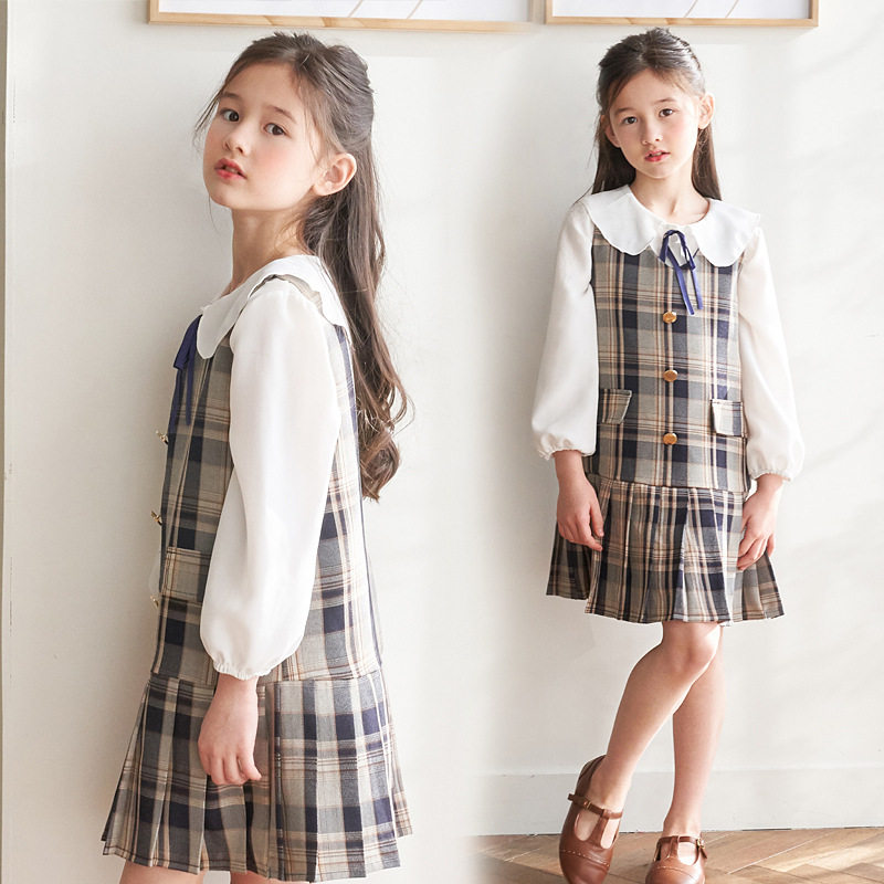 UK Next Kiss girls' foreign dress 2022 new Korean version of the snow-spinning blouse dresses two sets of damp