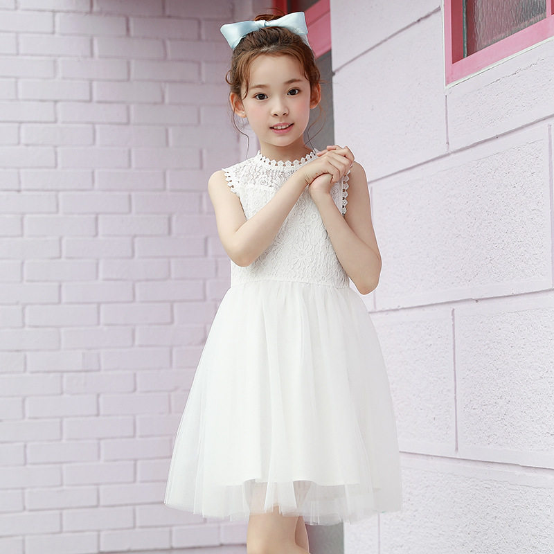 British Next Kiss girls dress ins summer new Korean version of the middle child lace princess dress mesh dress