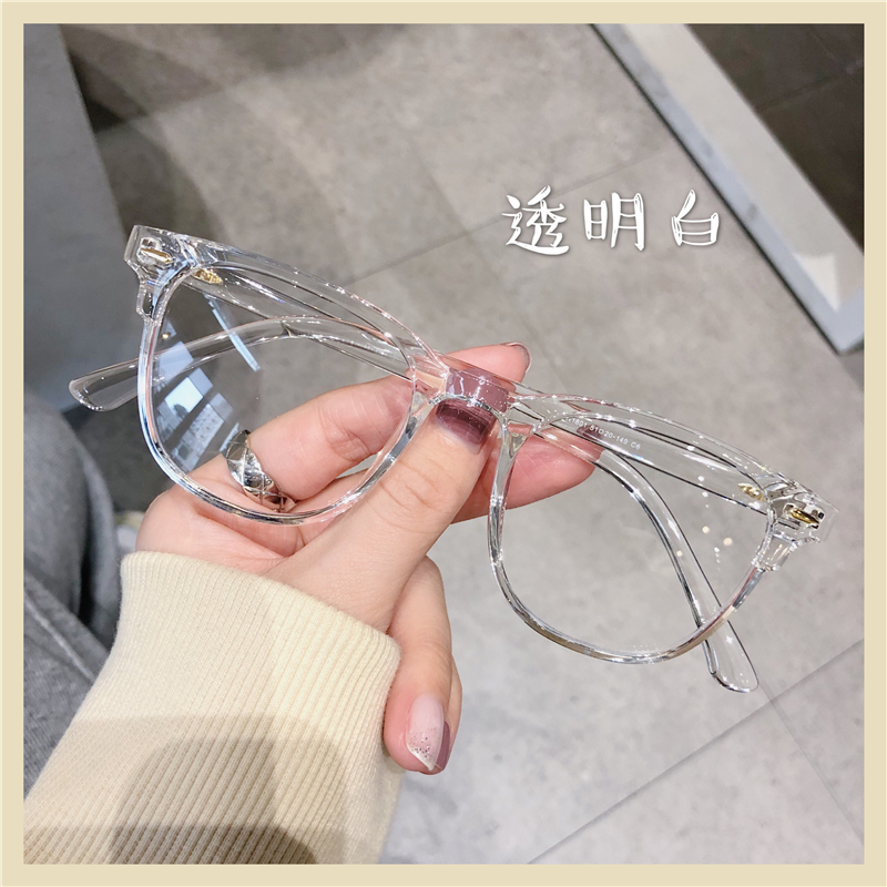 Ultra-light TR transparent white frame can be equipped with degrees ins Korean version of the round face to show thin and simple face net red myopia glasses frame male