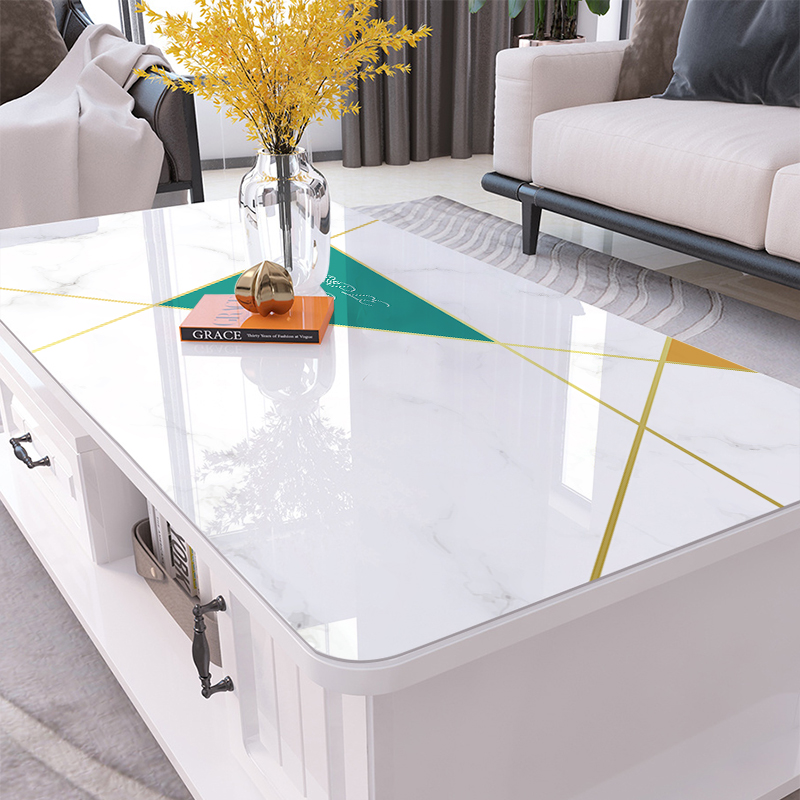 Tea table tablecloth waterproof, anti-scalding, oil-free, free-wash marble modern minimalist living room pvc net red dining table mat thickened