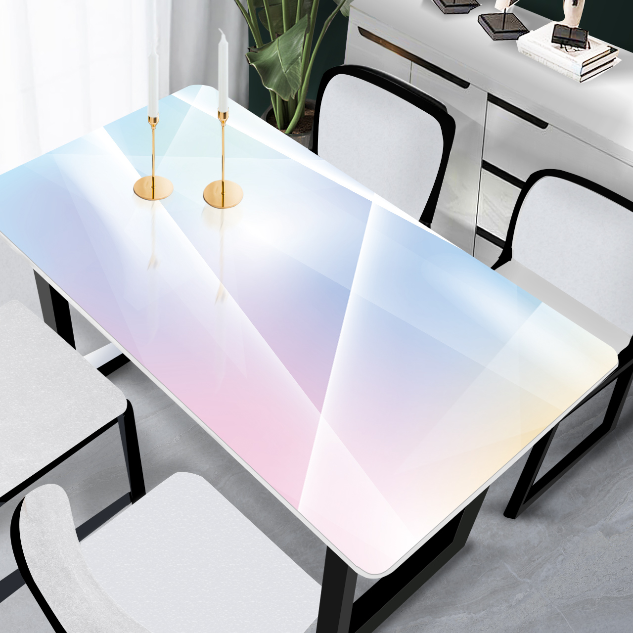 pvc table cloth waterproof and anti-burn oil-free tea table mat Nordic light extravagant net red table cushion Soft glass table cloth