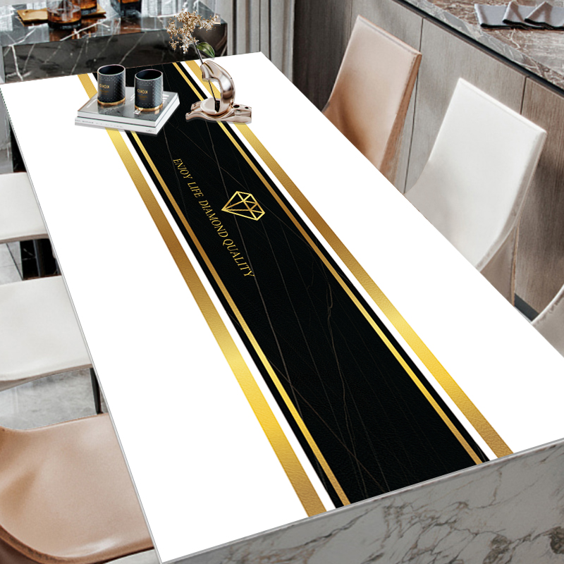 New leather tablemat modern light luxury waterproof oil and anti-hot thick tablecloth PVC household tea mat