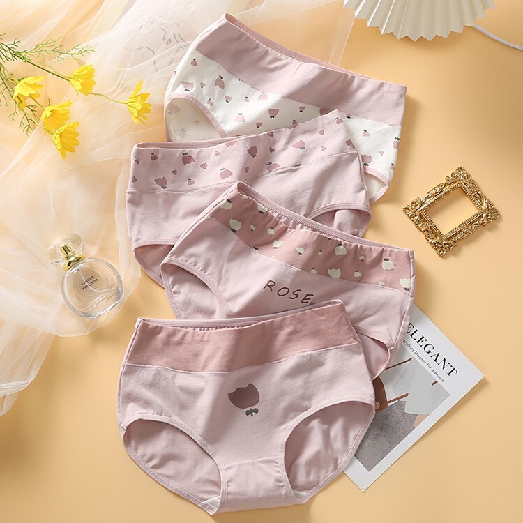Korean Uamtor Girls' Underwear, Pure Cotton, Sweet, Breathable, High-Waisted Underwear, Large Size, Cute Triangle Briefs for Students