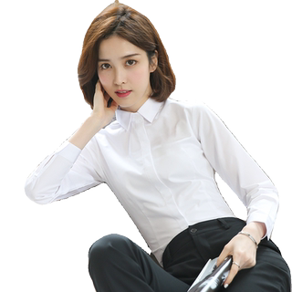 白衬衫女长袖职业工装新款正装工作服气质工装方领女士白色衬衣