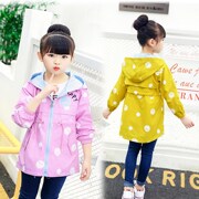 Girls áo mùa xuân và mùa thu 8 phiên bản mới của áo gió trẻ em thời trang trong phong cách lâu dài giản dị của bộ lông.