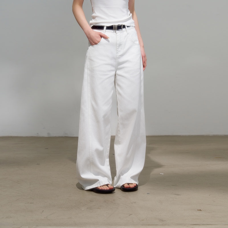 Insliisa Slimming White Wide-Leg Scimitar Jeans for Women 2026 Spring and Summer New Wide-Leg Floor-Length Pants Insliisa Slimming White Wide-Leg Scimitar Jeans for Women 2026 Spring and Summer New Wide-Leg Floor-Length Pants