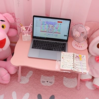 Giường màu hồng bàn laptop lười học sinh ký túc xá gấp bàn màu hồng bàn nhỏ bàn viết - Bàn bàn gỗ xếp