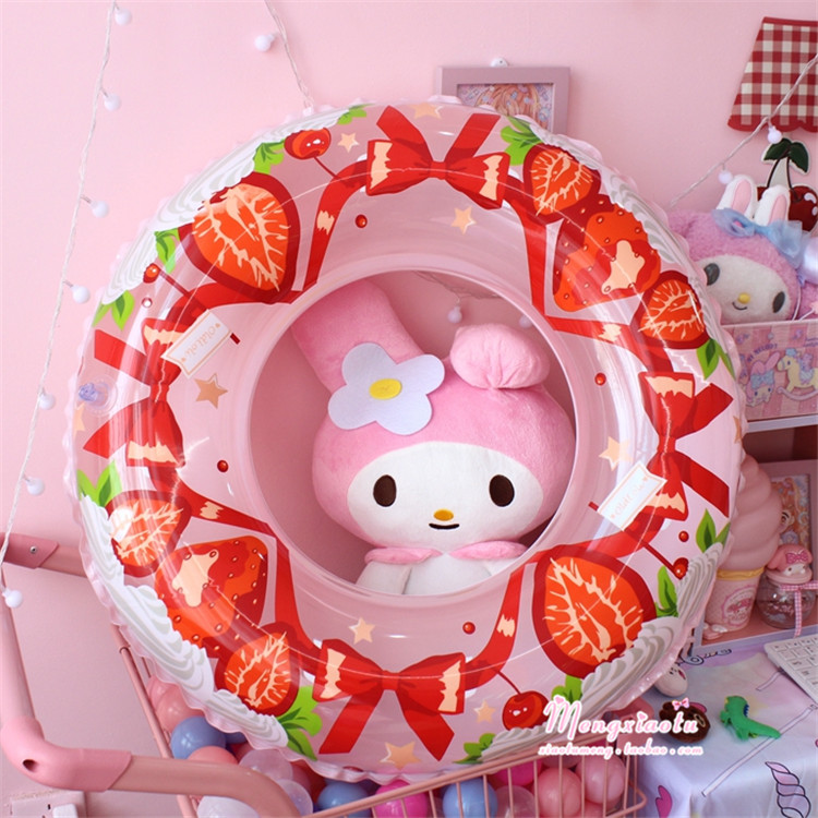 Cô gái dễ thương trái tim màu hồng mạng đỏ bơm hơi bơi vòng người lớn trưởng thành dày mềm mại phao cứu sinh trang trí tường phao bơi chống lật