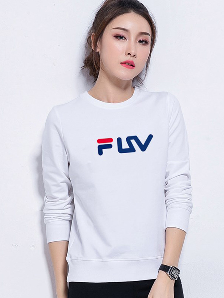 Fila Pei Lotte Body White Thick Cotton T Woman 2022 Spring Autumn New Casual T-shirt Round Collar Long Sleeve Blouses Pure