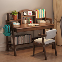 Solid wood desk bookshelf combination 0 8 1 1 2 meters bedroom computer study table simple student bookcase integrated table