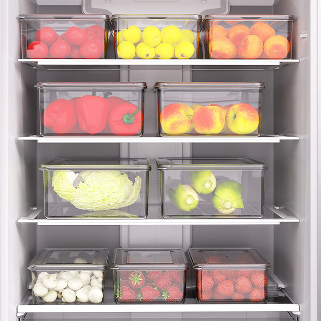 Refrigerator freshness box Kitchen food grade sealed box with lid Food packaging plastic box Vegetable and fruit storage box