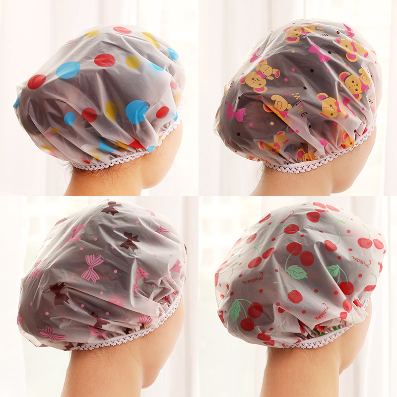 Cute cartoon buddy bath cap oil anti smoke thicker waterproof hair wash cap adult shower cap