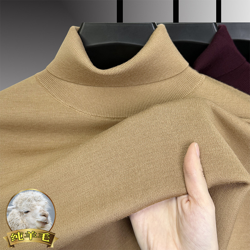 100% Fine Wool Sweater, Machine Washable, Winter Turtleneck, Thickened Sweater for Men, Warm Knitted Base Layer, Trendy 100% Fine Wool Sweater, Machine Washable, Winter Turtleneck, Thickened Sweater for Men, Warm Knitted Base Layer, Trendy