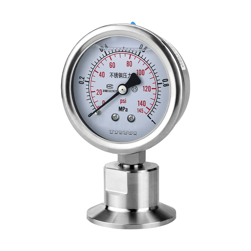 Sanitary diaphragm pressure gauge YTP60BF stainless steel shock-resistant quick-load chuck 50 5 clamp type 1 6MPA