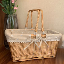 Outdoor Spring Swimming Picnic Basket of Vine Weave I Supplies Full Carry-on Shopping Basket Weaving Outdoor Picnic