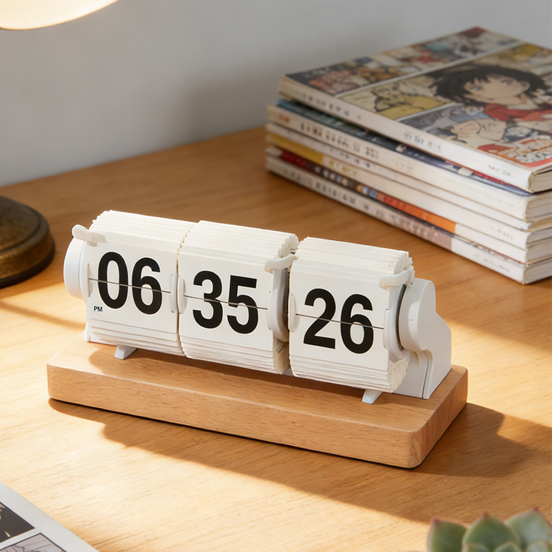Creative Retro Mechanical Flip Clock with Automatic Time Adjustment and Seconds, Home Fashion Flip Clock, Simple Decorative Ornament