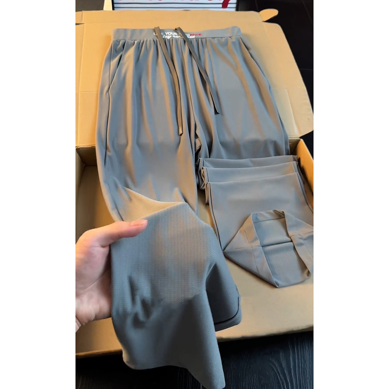 Dark Gray Herringbone Ice Silk Pants for Men, Autumn Relaxed Drape Straight-Leg Pants, Cleanfit Fitness Sports Pants Dark Gray Herringbone Ice Silk Pants for Men, Autumn Relaxed Drape Straight-Leg Pants, Cleanfit Fitness Sports Pants