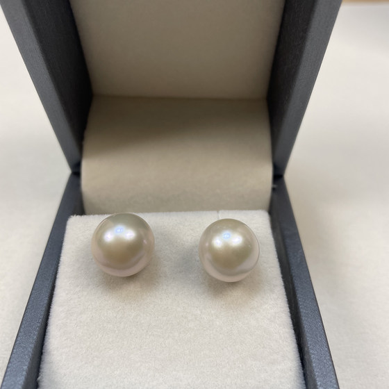 Special offer 10-13mm round baroque steamed bun pearl earrings 925 sterling silver