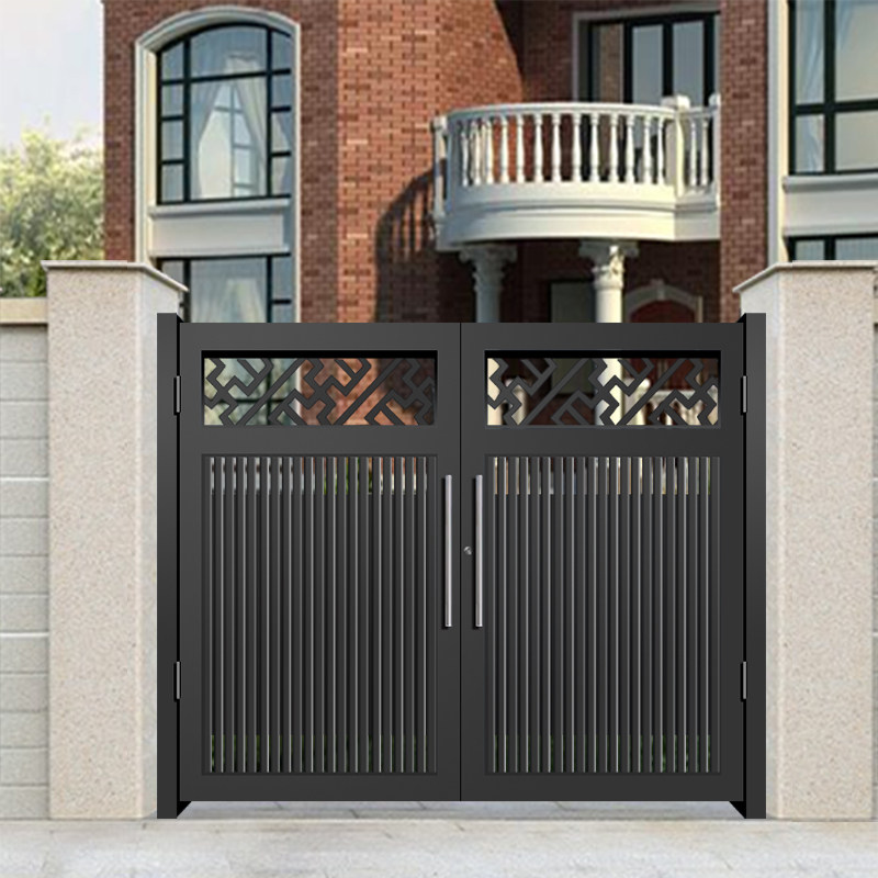 New villa courtyard gate rural self-built house entrance door stainless steel outdoor single and double door aluminum art door