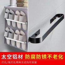 Bathroom slipper rack wall mounted non perforated shelf