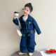 Girls' Denim Outfit Spring 2026 New Stylish Trendy Children's Cargo Pants Baby Street-Style Casual Two-Piece Set