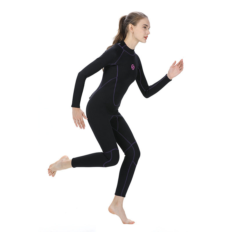 Fashion new snorkeling wetsuit woman 3mm thickened long sleeve warm and sunscreen selected fabric wetsuit