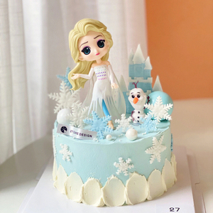New Arrival White Princess Girl Cake Decorative Ornaments Snowman Princess Castle Snowflake Little Princess Birthday Ins