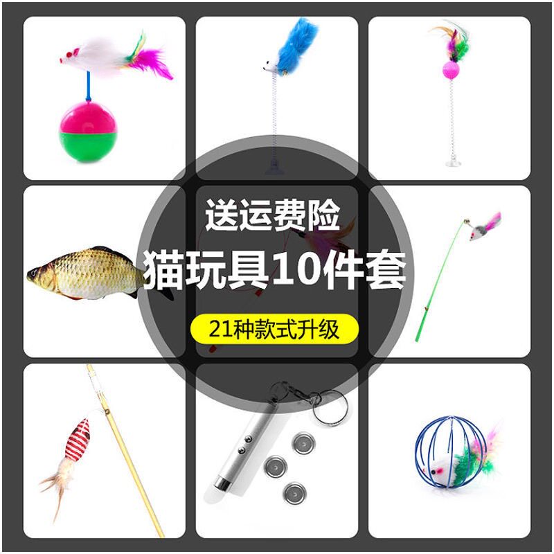 Cat Toy Set Self-Hi Laser Tease Cat Stick Mint Fish Tumbler Mouse Relieve Boredom Kitten Cat Pet Supplies