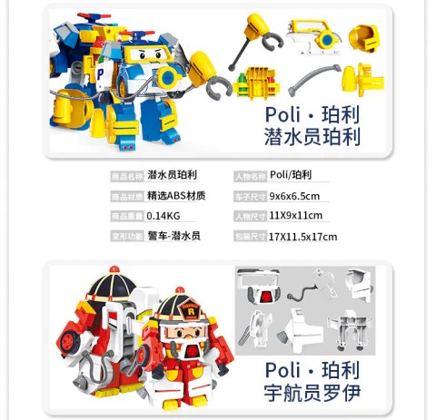 Biến dạng Poli Toy King Kong 5 Hướng dẫn sử dụng Q Phiên bản Robot Xe Mini Boy 3 Mẫu xe cảnh sát - Gundam / Mech Model / Robot / Transformers mua mô hình gundam