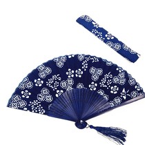 Promotional price Summer daily use fan Wuzhen travel bamboo fan batik printing and dyeing folding fan free cotton fan cloth cover