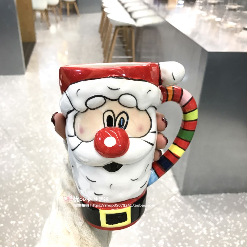 Santa Claus milu deer breakfast milk cup of large capacity office coffee cup express cartoon gift porcelain cup