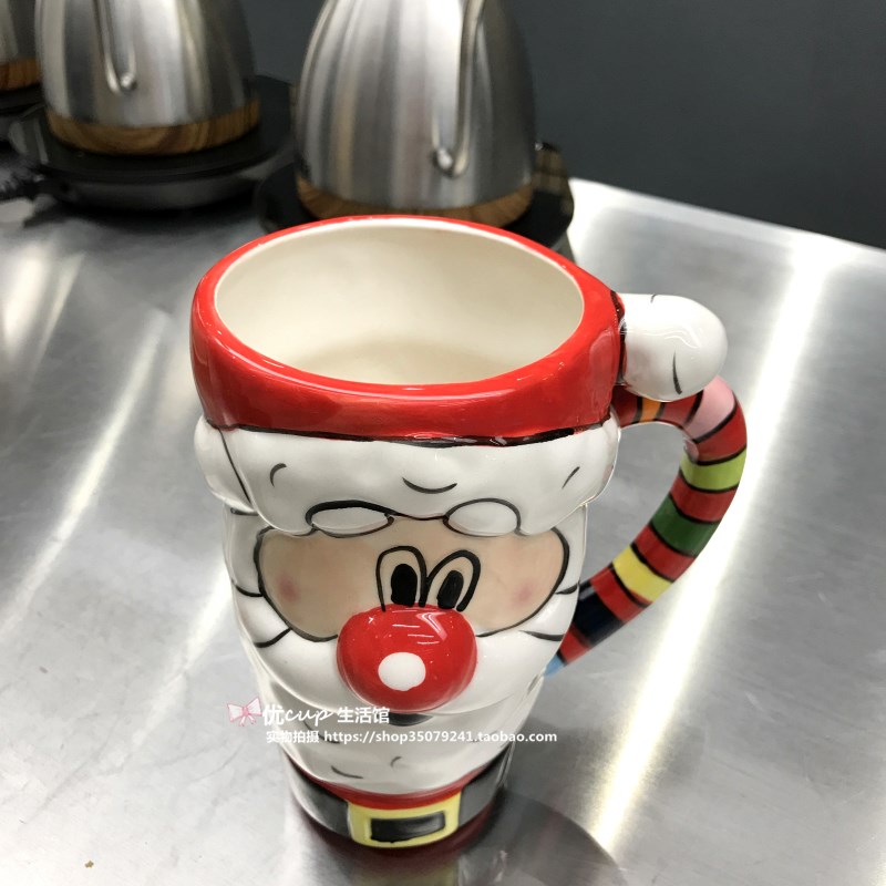 Santa Claus milu deer breakfast milk cup of large capacity office coffee cup express cartoon gift porcelain cup