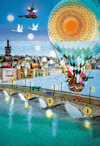 Out of print spot Japan imported APPLEONE puzzle Ark Bridge Dream (Fujicheng Qingji) 300 pieces