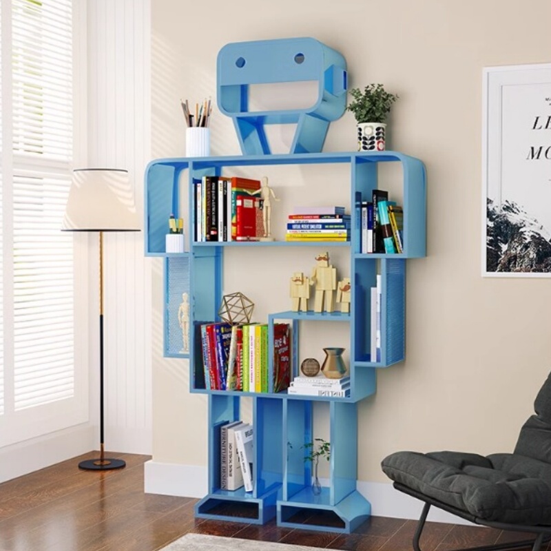 Iron Art Children's Bookshelf Cartoon Toy Decoration Rack Kindergarten Creative Robot Bookcase Science Museum Display Shelf Iron Art Children's Bookshelf Cartoon Toy Decoration Rack Kindergarten Creative Robot Bookcase Science Museum Display Shelf