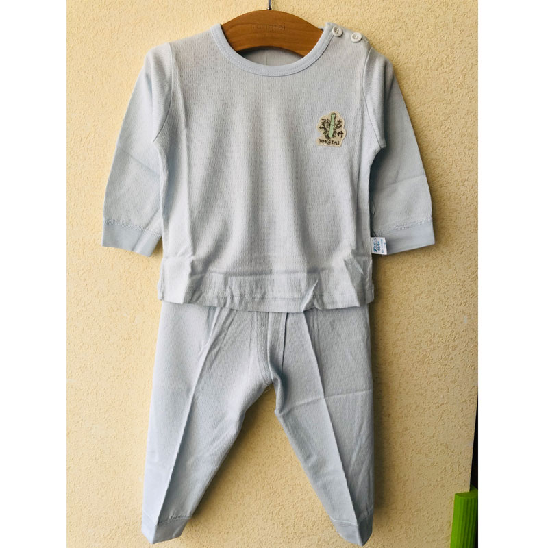 Tongtai baby shoulder open autumn clothes sanitary pants baby bamboo fiber underwear set home clothes pajamas pajamas special sanitary clothes