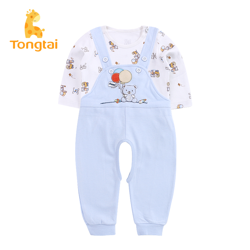 Tongtai Spring and Autumn Baby Pure Cotton Holding Baby Bag Pants Set 3-6 Months Baby Outer Wear Holding Baby Bag Pants Shoulder Open Top 2 Piece Set