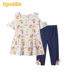 Eyookids cô gái 2020 Summer Outfit mới off-the-vai trẻ em hai mảnh thủy triều ngắn tay xà cạp bộ. 