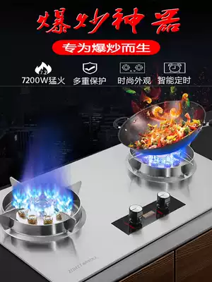Stainless steel gas stove household fire stove timing gas stove double mouth gas stove embedded gas furnace large fire energy saving