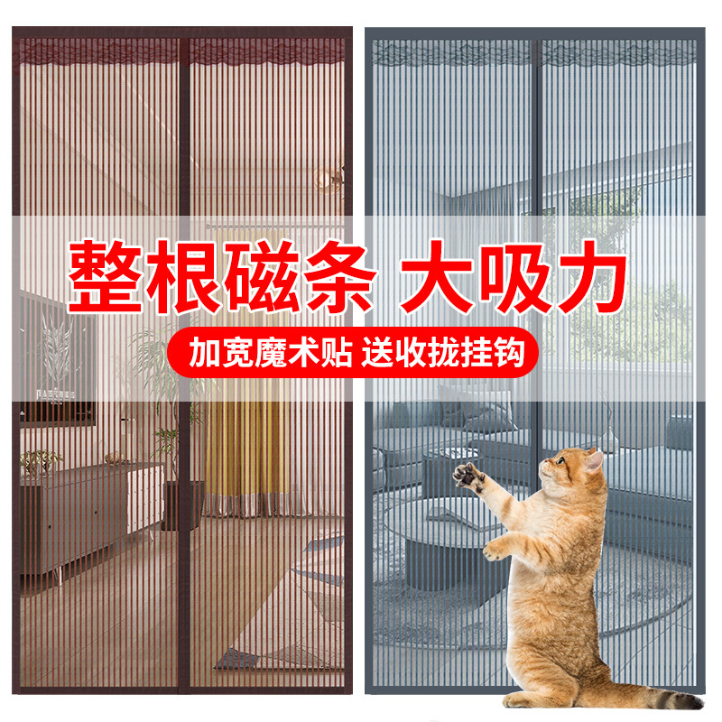 Mosquito-Proof Door Curtain with Full Magnetic Strip, No-Drill Installation for Home Use, Summer Door Magic Tape, Encrypted Fly-Proof Window Screen, Self-Adhesive
