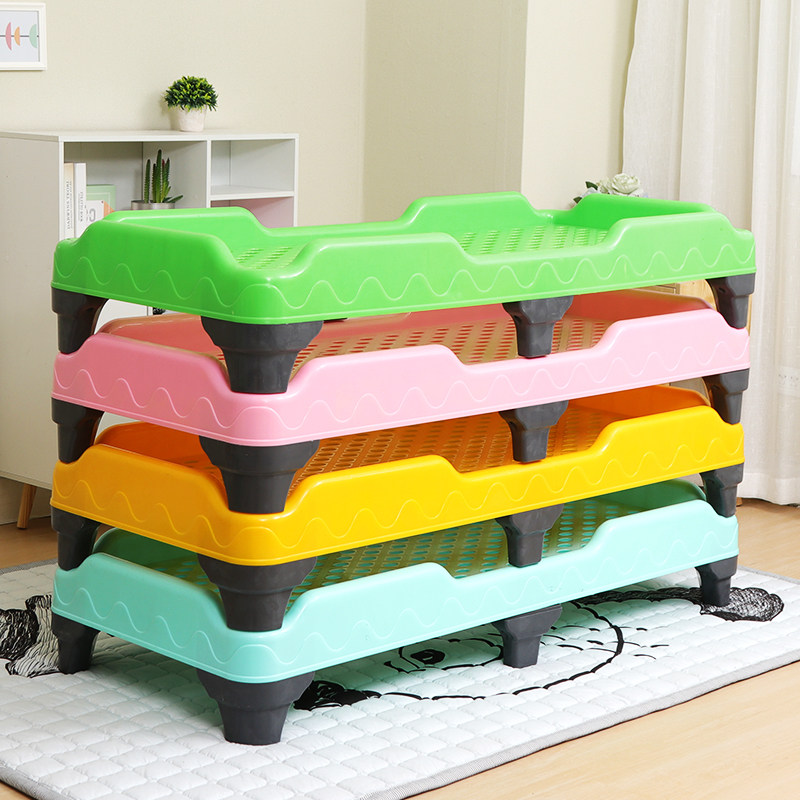 Kindergarten thickened plastic bed single lunch break hosting innovation stacked afternoon bed baby early education children's bed